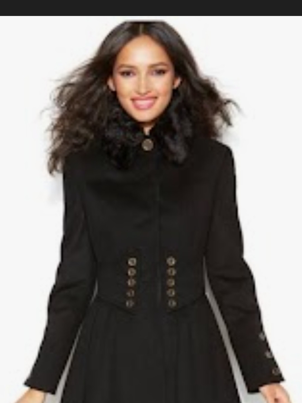 Betsey Johnson Black Military-Style, Wool Pea Coat Sz.4